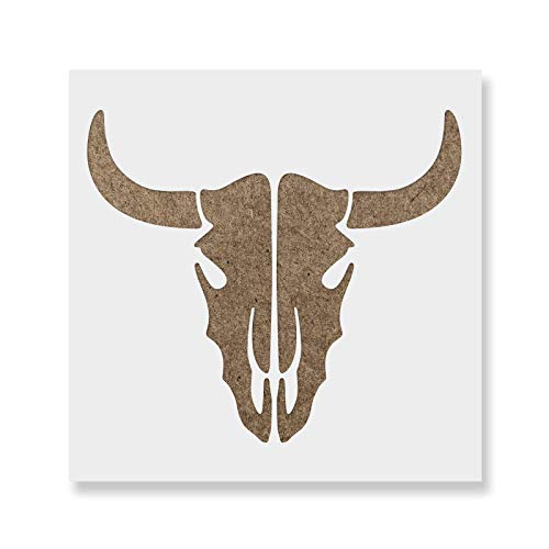 Cow Skull Stencil Template - Reusable Stencil of a Cow Bull Skull with Multiple Sizes Available