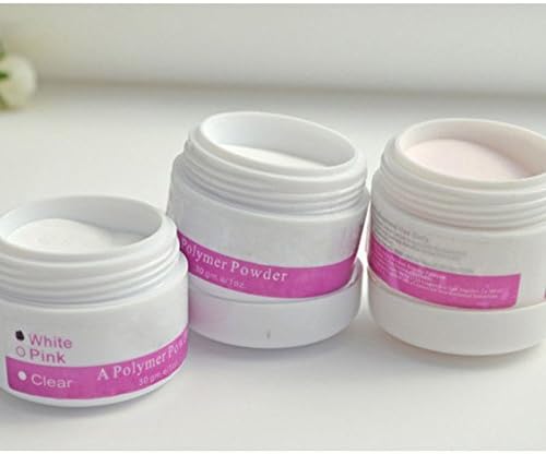 Sugar NAILS -3Pcs Acrylic Powder For Nail Art False Tips Tools Set - WHITE CLEAR PINK New