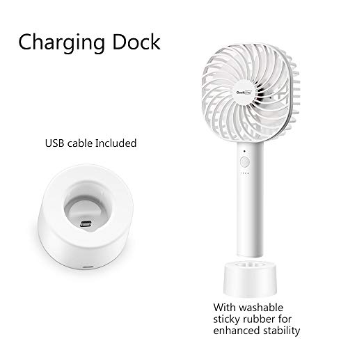 Geek Aire Personal Handheld Mini Fan 5 Speed Settings USB Rechargeable Battery Operated Fan Cordless Electric Fan Portable Cooling Desktop Fan for Home Office Household Travel Outdoor (White)