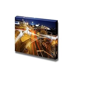 Canvas Prints Wall Art - Mordern Intersection at Night - 12" x 18"
