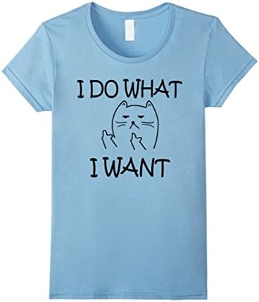 Women's I Do What I Want - Cat Middle Finger Large Baby Blue