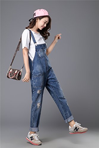Skirt BL Women Sweet Plus Size Blue Baggy Ripped Cuffed Jean Rompers Rib Overall