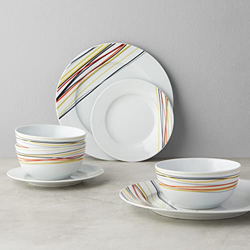 Amazon Basics 18Piece Kitchen Dinnerware Set, Plates, Dishes, Bowls, Service for 6, Warm Beams
