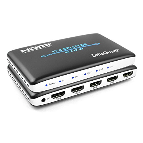 Zettaguard 1 x 4 HDMI Splitter 1 Input 4 Output Digital 1X4 Splitters with Full HD 4K x 2K, 3840 × 2160, 3D Support (ZW140)