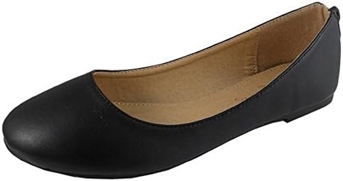 IYNX Womens Connie-1R Black Slip On Flats W/ Back Zipper 7.5