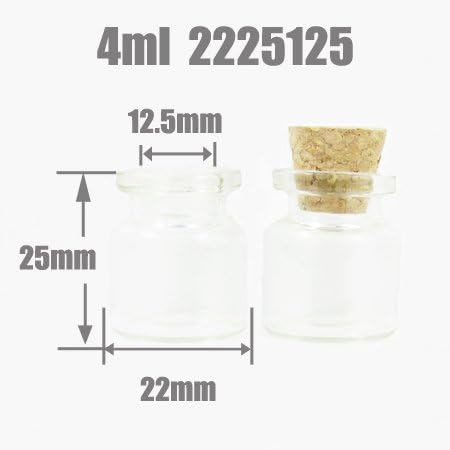 Anagela Kerry 100 x Clear Glass Bottle Vial Cork 4ml Wishing Oil Borosilicate 2225125 4ml Clear