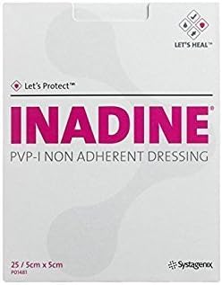 Inadine Non Adherent Dressings 5x5cm Water Resistant Infection Preventing