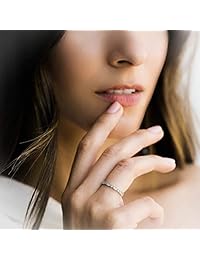 PAVOI 14K Gold Plated Sterling Silver Rings Cubic Zirconia Band   Round Milgrain Eternity Bands   Gold Rings for Women