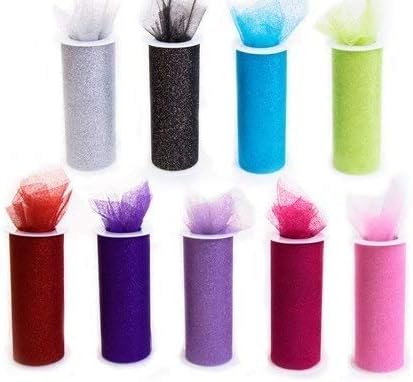 SALE 9 GLITTER Tulle Rolls each one 6" By 30 Ft