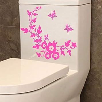 Pegatinas de pared de baño de flor de mariposa para decoración del