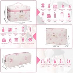 3PC Makeup Bag Set, Quilted Makeup Bag Set, Large