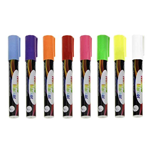 8-Pack Dry Erase Markers Erasable Markers Chalk Marker Pen 6mm Reversible Bullet & Chisel Tip Fluorescent Highlighters Markers for Menu Board Bistro Board AD Drawing POP Art Glass Window Blackboard - Thumbnail 4