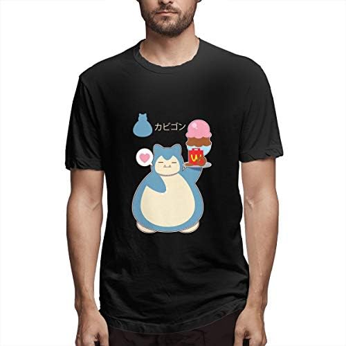 MYaige Hungy Snorlax Casual Short Sleeve O-Neck T-Shirt Tops for Men Black