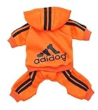 Scheppend Original Adidog Pet Clothes for Dog Cat Puppy Hoodies Coat Doggie Winter Sweatshirt Warm Sweater Dog Outfits, Orange Medium