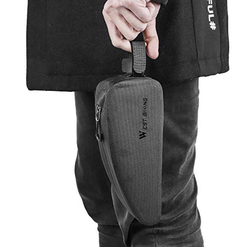 WESTGIRL Bicycle Top Tube Storage Bag, Waterproof Triangle Bike Handlebar Front Frame Pouch Large Capacity Lightweight Pack Road Mountain Cycling Accessories (Black)
