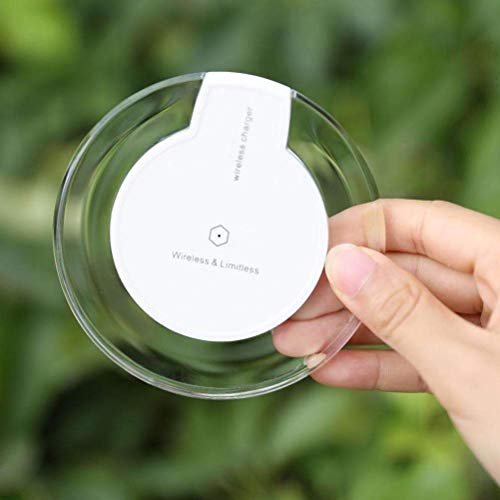 LQT Ltd New Ultra-Thin Crystal K9 Wireless Charger for iPhone X Mobile Phone Qi Fast Charge Wireless Charging Base Transmitter Round - Thumbnail 6