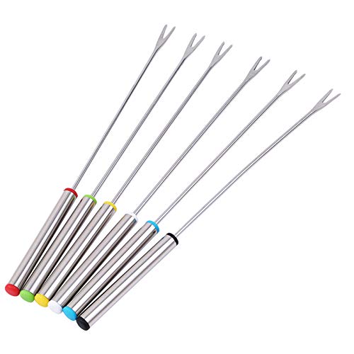 AFCN 6PCS/Set Stainless Steel Chocolate Fork Hot Pot Forks Cheese Fruit Dessert Fork Fondue Melting Skewer Kitchen Tools
