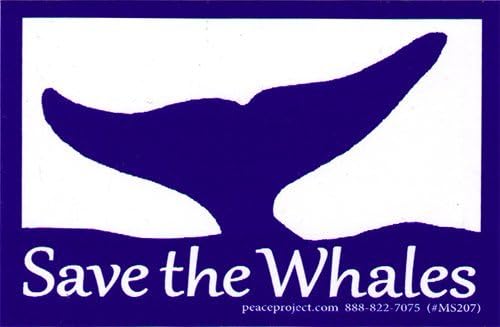 Peace Resource Project Save The Whales - Small Bumper Sticker or Laptop Decal (4" x 2.5")