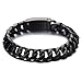 COOLSTEELANDBEYOND Masculine Men’s Stainless Steel Black Curb Chain Bracelet Satin Finishing
