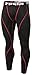 TSLA Men's Athletic Compression Pants, Thermal Wintergear Running Tights, Sports Leggings, Fleece Lined Black & Red, Medium