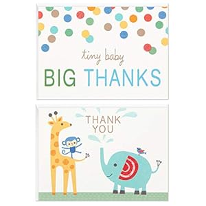 Hallmark Baby Shower Thank You Cards Assortment, Zoo Animals (50 Cards with Envelopes for Baby Boy or Baby Girl)