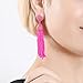 NLCAC Women's Beaded tassel earrings Long Fringe Drop Earrings Dangle Fuchsia