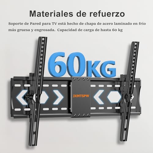 JXMTSPW Soporte de TV con inclinación para Pantallas de 32”-84”, Máx VESA 600x400 mm,Soporta hasta 75 kg, 40 42 43 50 55 60 65 70 75 Pulgadas Universal Soporte de Pared para TV Inclinable