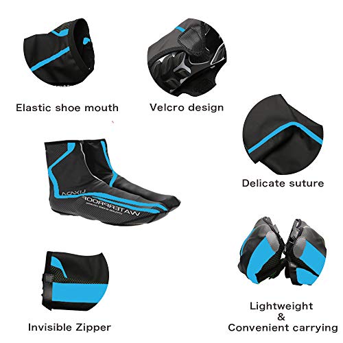 Men's Cycling Shoes Covers,Winter Lightweight Waterproof Windproof Warmer Mountain Road Bike Cover Shoes for Outdoor Sports (Blue, M)