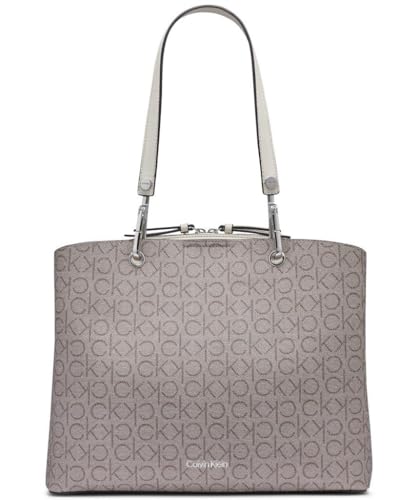Calvin Klein Garnet Triple Compartment Tote, Almond/Taupe/Cherub White, One Size