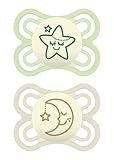 MAM Perfect Night Pacifiers, Glow in the Dark Pacifiers (2 pack) MAM Pacifiers 0-6 Months, Best Pacifier for Breastfed Babies, Unisex Baby Pacifier