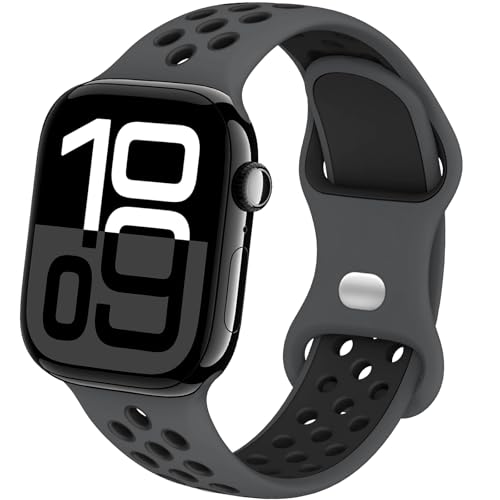 Breathable Silicone Strap Compatible with Apple Watch 40mm 44mm 38mm 46mm 45mm 41mm 42mm 49mm, Sport Silicone Bands for iWatch Series11 10 9 8 7 6 5 4 3 2 1 SE Ultra 3 /2/1, Men and Women