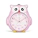 SkyNature Kids Alarm Clock,Owl Dual Alarm with Night Light and Snooze,Silent Non-Ticking Battery Operated Loud Alarm Clock for Girls Bedroom Decor, Easy to Set - Pink