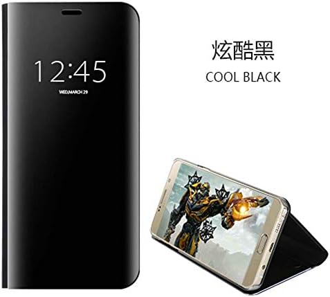 xinyunew LG V30 Case,LG V30 + Screen Protector, Luxury Mirror Smart Clear View Flip Hard Cover skin Stand case For LG V30 Black