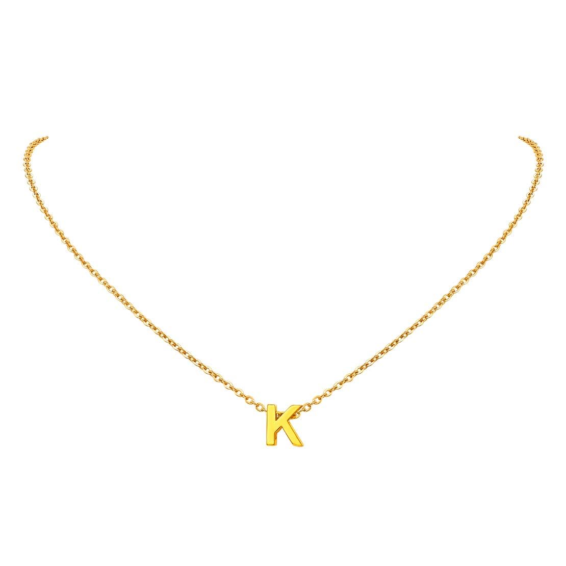 FindChic Initial Necklace for Women Letter K Pendant Alphabet Gold Letter Choker Necklaces with Stainless Steel Chain 16+2 Inch Extender Chains Women Jewellery Gift