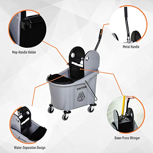 9.5 Gallon (38 Quart) Mop Bucket with Wringer Cleaning Cart, 4