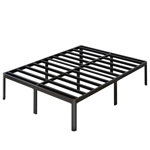 Yicensen Base Cama Matrimonial de 36 cm de Altura, Metal Camas Matrimonial con Patas Redondeadas de Esquina, Plataforma Resistente Cama Muy Resistente Fácil Montaje, Sin Ruido, Negro