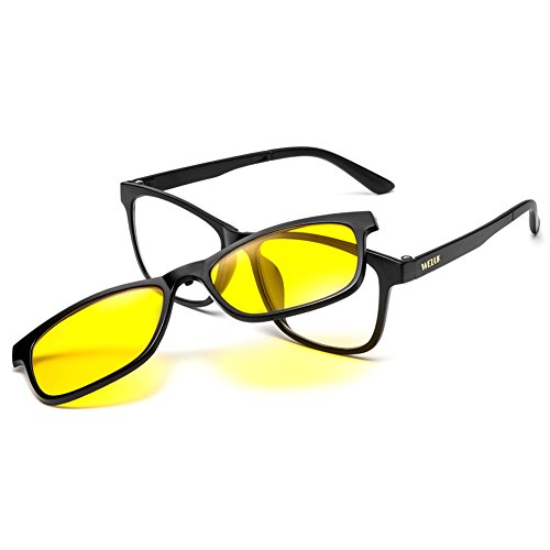 WELUK 5Pcs Polarized Clipon Sunglasses Plastic Frame for