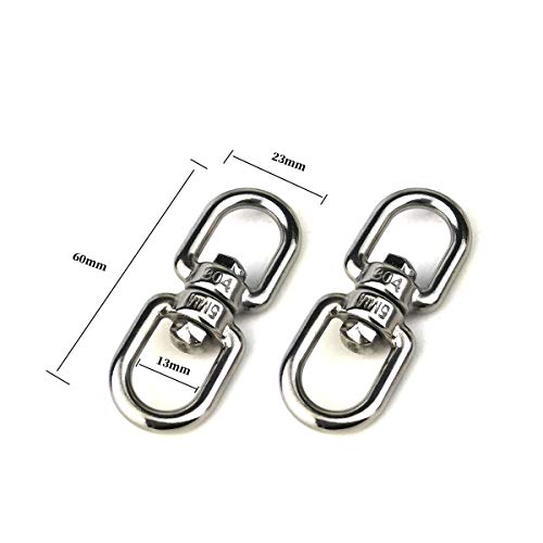 2Pcs M5 304 Stainless Steel Oblong Pad Eye with 2Pcs Stainless Steel Snap Hook and 2Pcs Double Eye Chain Swivels Hook, for Boat Application Hardware Hook Loop Wall Mount Hanging Hardware Fitting