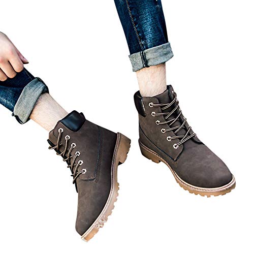 for Shoes,AIMTOPPY Men's Motorcycle Boots Retro Solid Color Lace Short Warm Boots