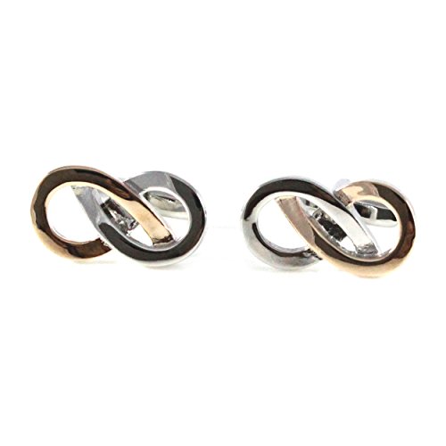 MENDEPOT Fashion Infinity Icon Cufflinks With Box Bi-tone Plated Infinity Symbol Cufflinks With Box