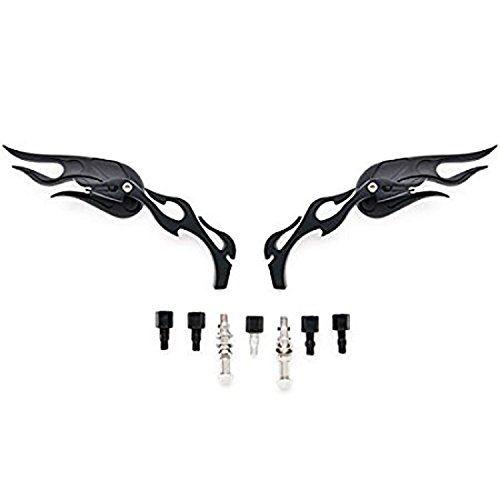 OKSTNO Custom Black Twisted Flame Motorcycle Rear View Side Mirrors Cruiser + Bolts Fits for Most Suzuki Honda Kawasaki Cruisers Touring Bikes Sport Bike Scooters - Thumbnail 5