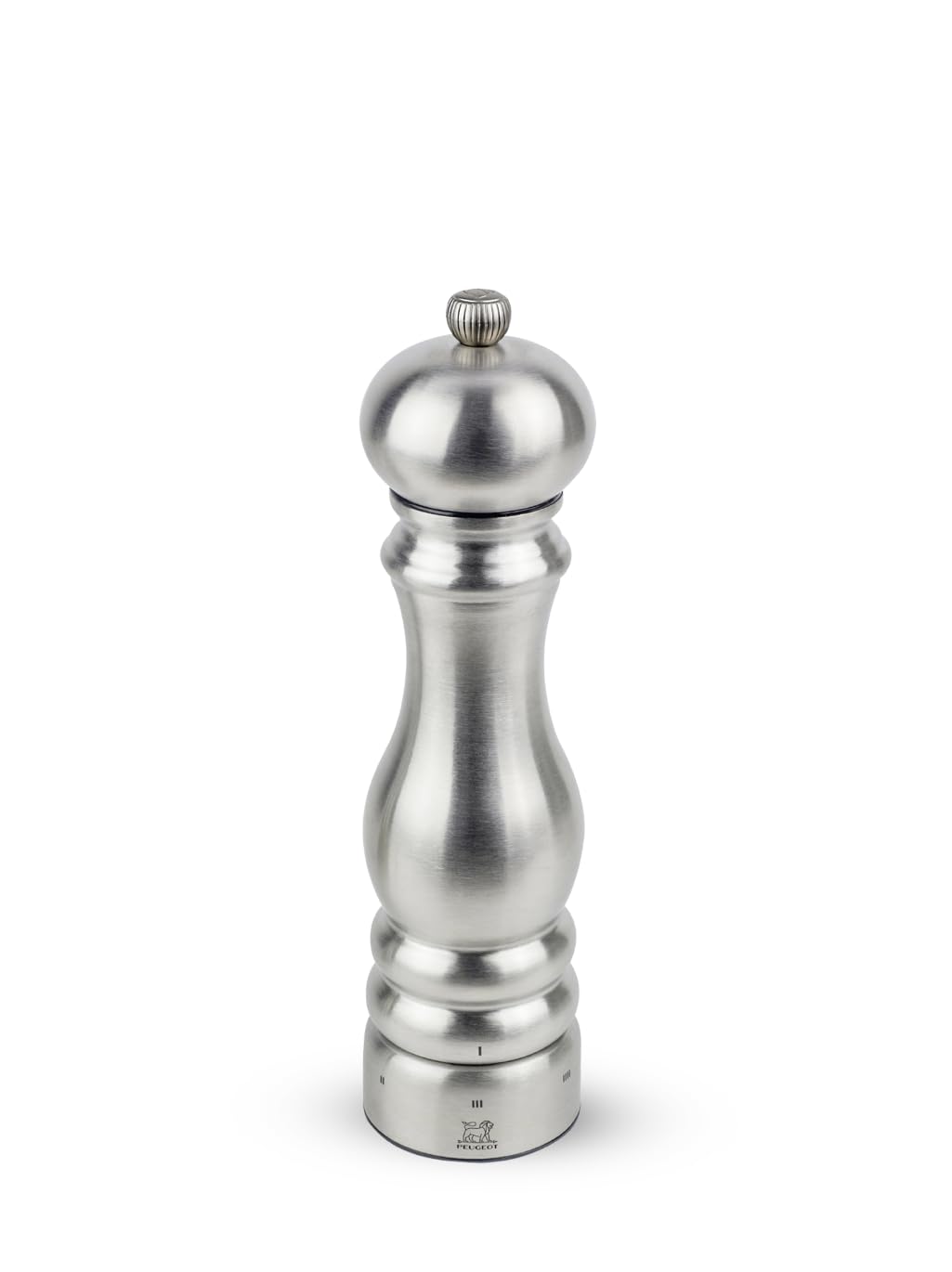 PEUGEOT - Paris Chef u'Select 22 cm Pepper Mill + Pepper Included - Made Of Stainless Steel - 6 Predefined Grind Settings - Made In France - Stainless Steel Colour