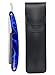 New Straight Edge Stainless Steel Barber Razor Folding Fold Shaving Shave Knife Cut Tool for Male Acrylic Handle (Deep Blue)