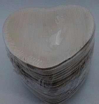 Natural Palm Leaf 6 "de ancho corazón platos desechables vajilla de fiesta (25