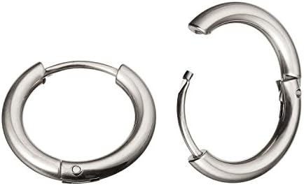 JUCOX 1 Pair 316L Stainless Steel 2/5" (10mm) Hinged Segment Ring Silver Black Rose Yellow Rainbow Blue Hoop Sleeper Earrings Body Piercing (Silver)