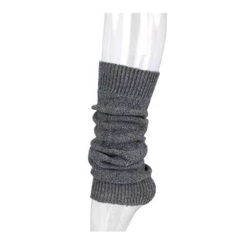 Premium Solid Color Soft Diamond Knit Leg Warmers, Grey - Thumbnail 4