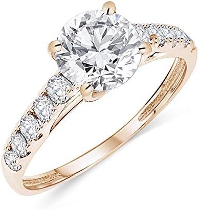 Buy Jewels 14k Authentic Gold Engagement Ring Round Solitaire AAA+ Cubic Zirconia