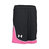 Under Armour Girls' Pop A Shot Basketball Short, Black/Pink Punk, Youth Large