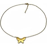 Elegant Butterfly Pendant Necklace, 18K PVD Gold Plated Stainless Steel Chain, Delicate Fashion Jewelry