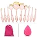 Dolovemk Oval Makeup Brush Set 10 PiecesBlending Brush for Eyeshadow/Foundation/Blush,Professional Makeup Brushes for Concealer/BB Cream,Beauty Sponge Blender+Cosmetic Bag(Rose Gold)